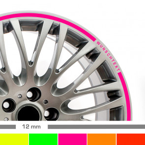 4moto® - Felgenrandaufkleber GP Style Wheelskinzz Felgendekore Wunschtext  Neon